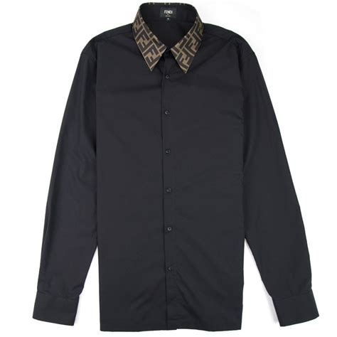 fendi men's solid sport shirt w ff collar|fendi shirt eyes.